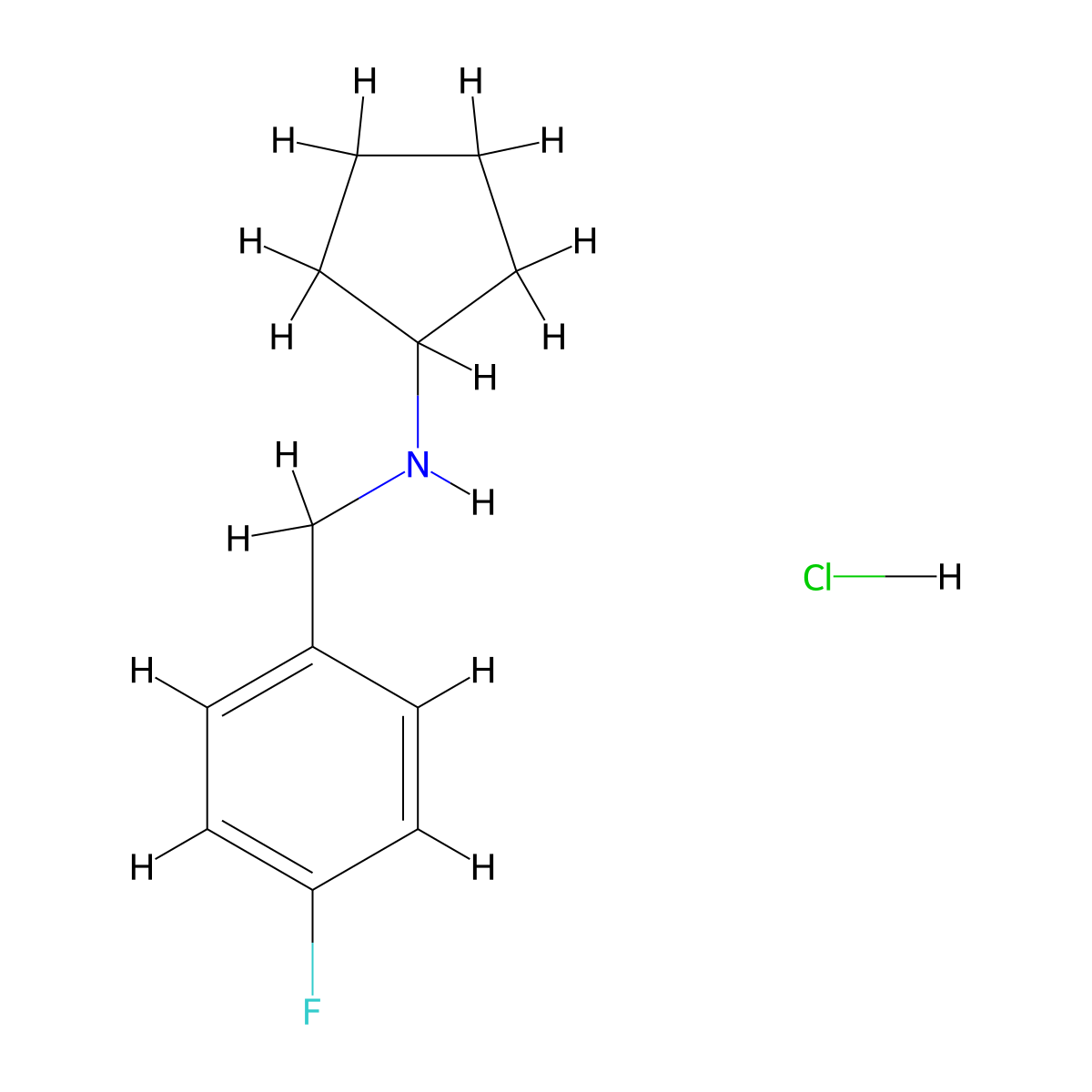 N-[(4-fluorophenyl)methyl]cyclopentanamine hydrochloride molecular structure, CAS 2639458-71-0