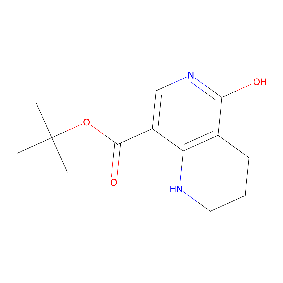 Tert-butyl 5-hydroxy-1,2,3,4-tetrahydro-1,6-naphthyridine-8-carboxylate molecular structure, CAS 2639458-73-2