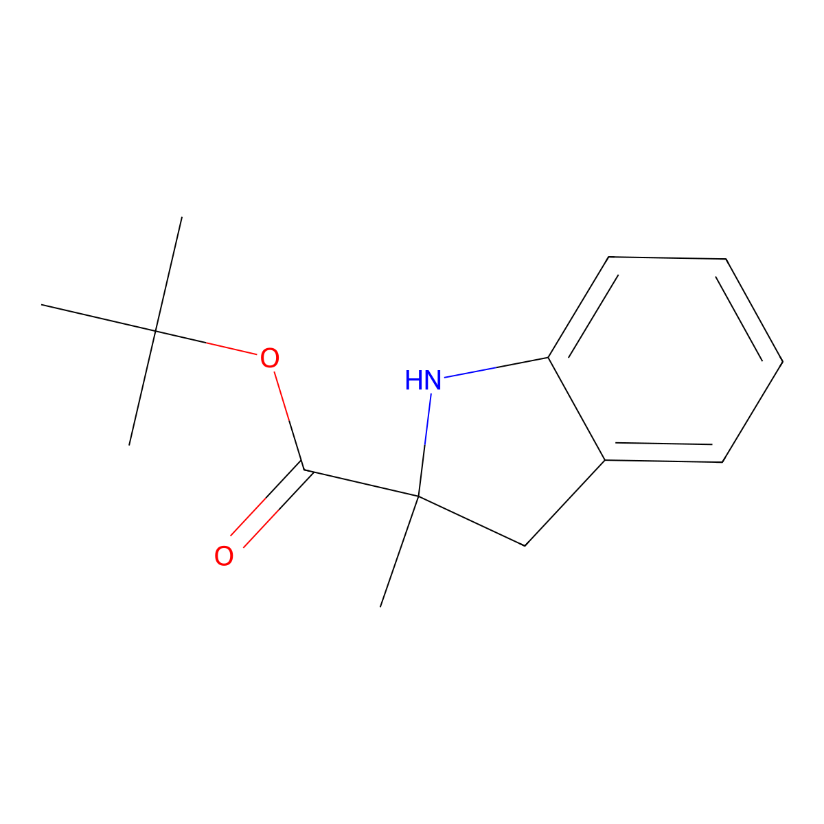 tert-butyl 2-methyl-2,3-dihydro-1H-indole-2-carboxylate molecular structure, CAS 2639458-83-4