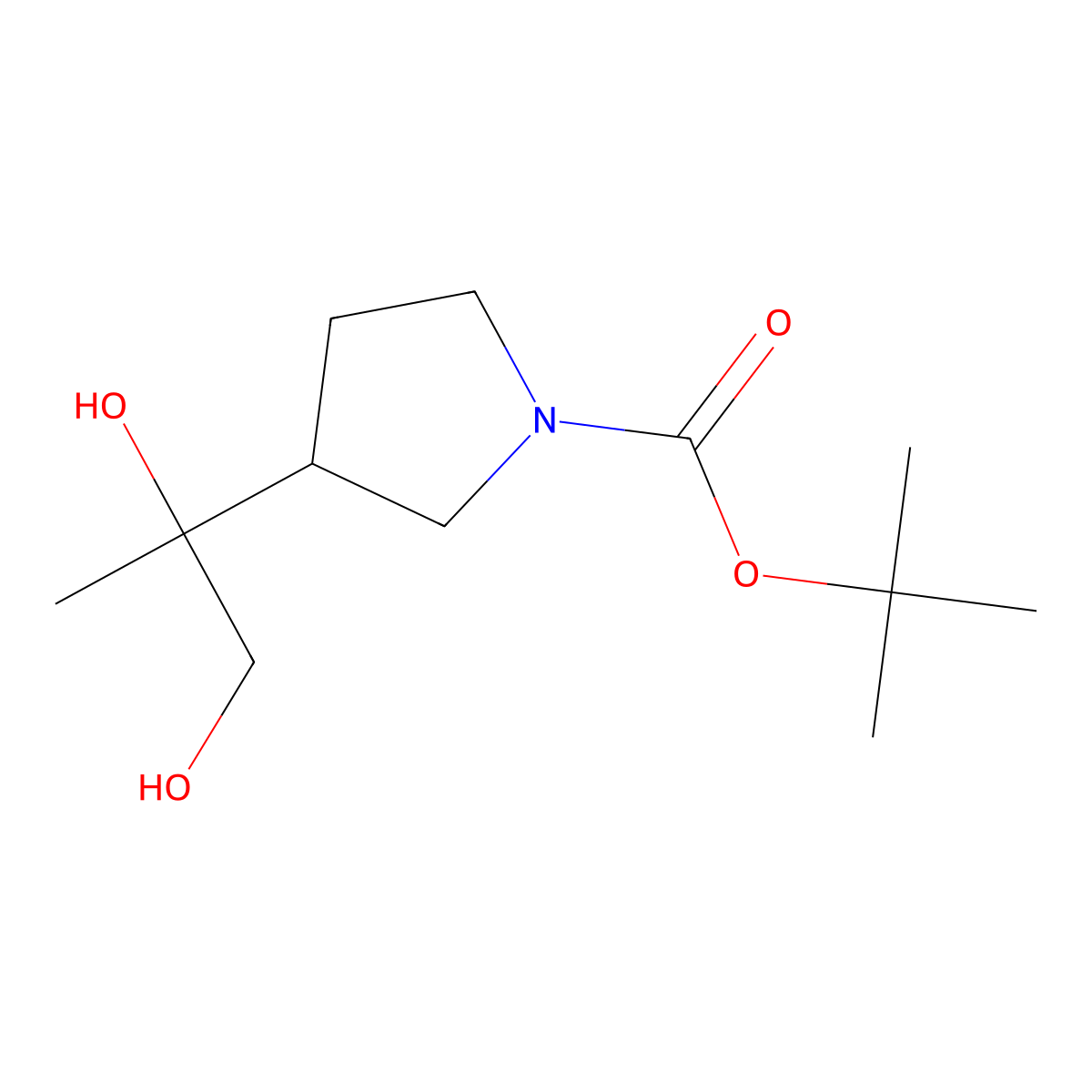 Tert-butyl 3-(1,2-dihydroxypropan-2-yl)pyrrolidine-1-carboxylate molecular structure, CAS 2639458-86-7