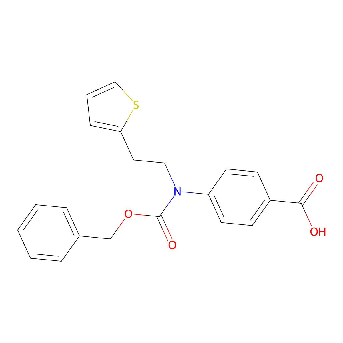 4-{[(Benzyloxy)carbonyl][2-(thiophen-2-yl)ethyl]amino}benzoic acid molecular structure, CAS 2639458-97-0