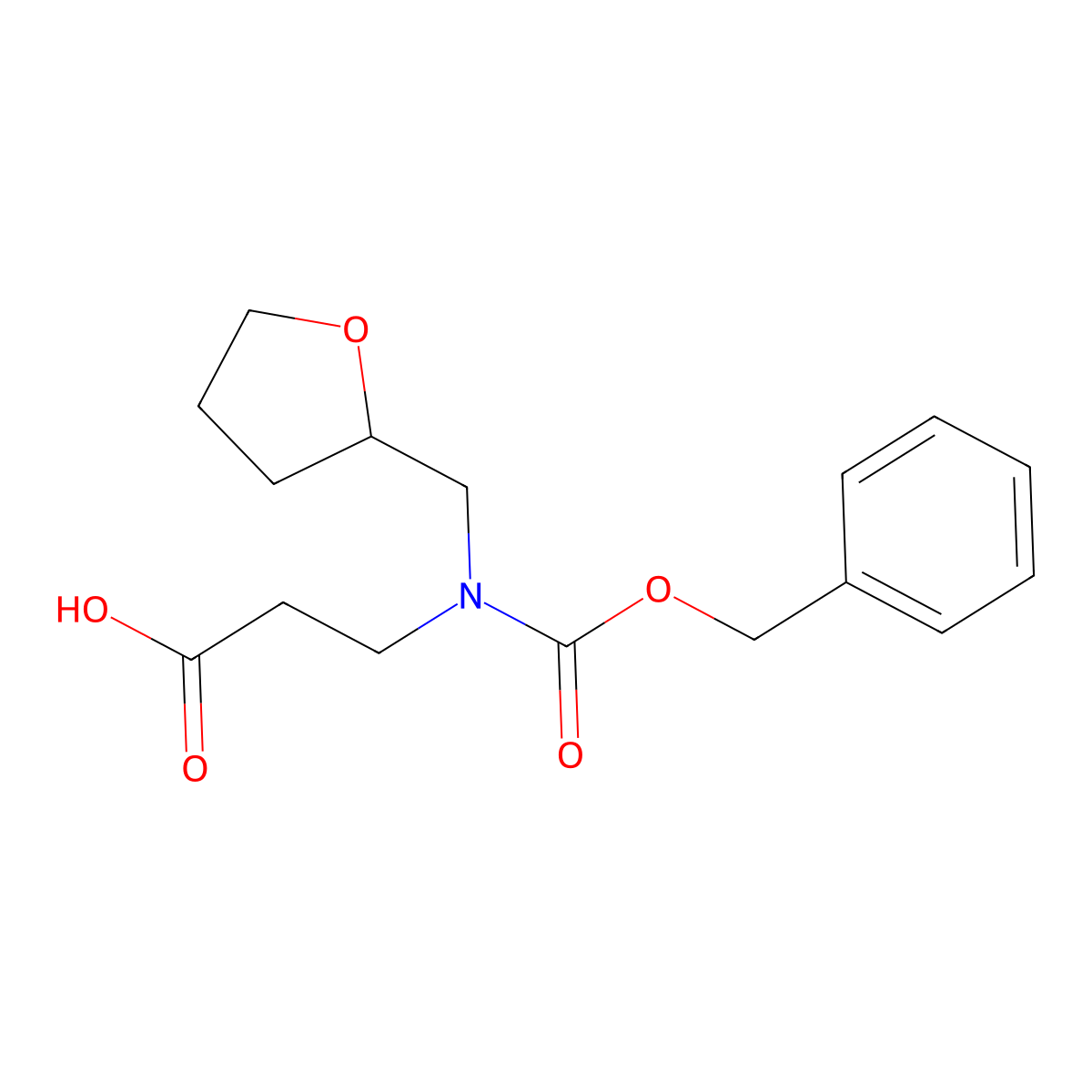 3-{[(Benzyloxy)carbonyl][(oxolan-2-yl)methyl]amino}propanoic acid molecular structure, CAS 2639459-06-4