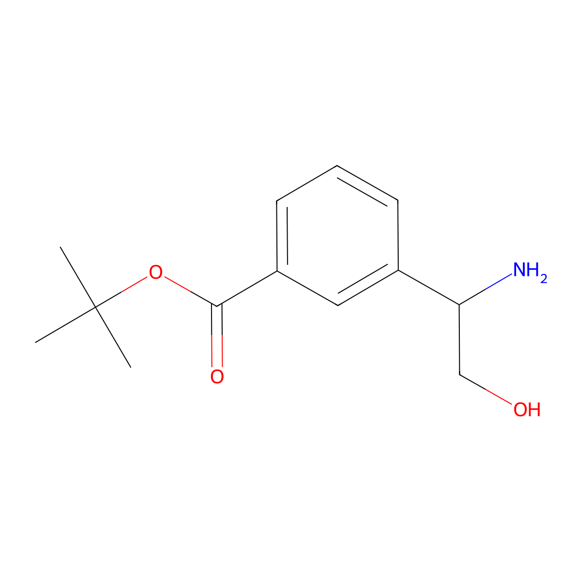 Tert-butyl 3-(1-amino-2-hydroxyethyl)benzoate molecular structure, CAS 2639459-16-6