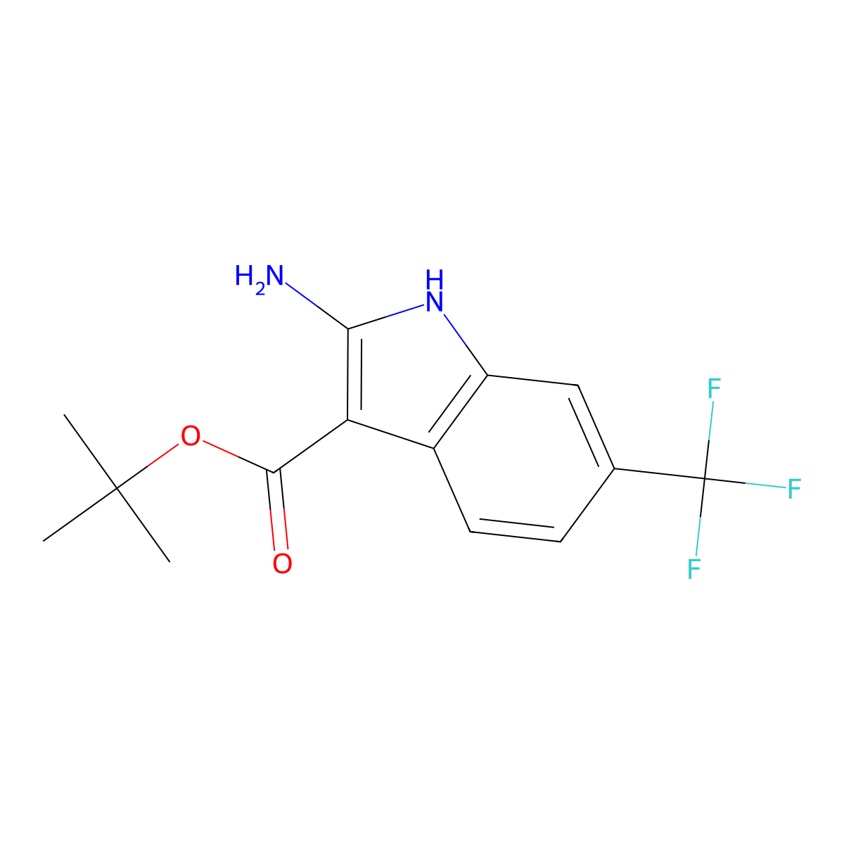 tert-butyl 2-amino-6-(trifluoromethyl)-1H-indole-3-carboxylate molecular structure, CAS 2639459-22-4