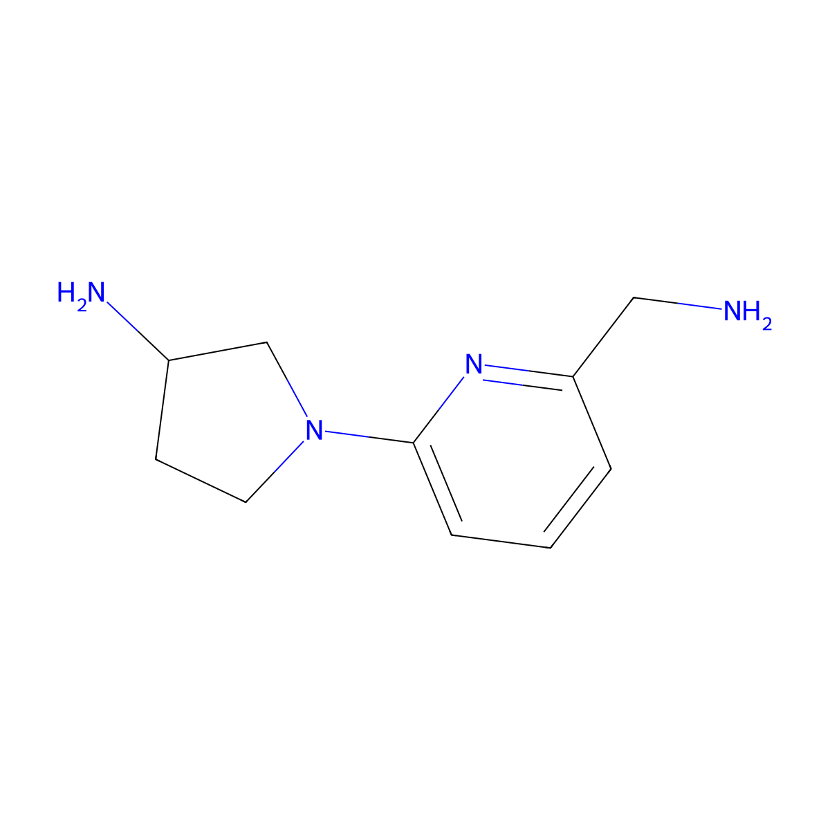 1-[6-(Aminomethyl)pyridin-2-yl]pyrrolidin-3-amine molecular structure, CAS 2639459-27-9