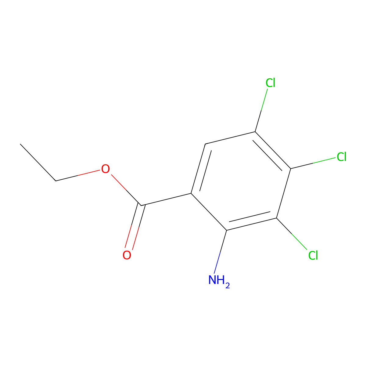 Ethyl 2-amino-3,4,5-trichlorobenzoate molecular structure, CAS 2639459-34-8