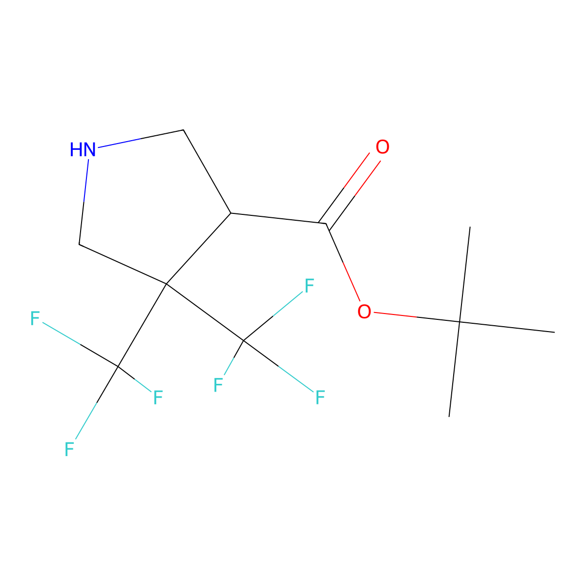 Tert-butyl 4,4-bis(trifluoromethyl)pyrrolidine-3-carboxylate molecular structure, CAS 2639459-49-5