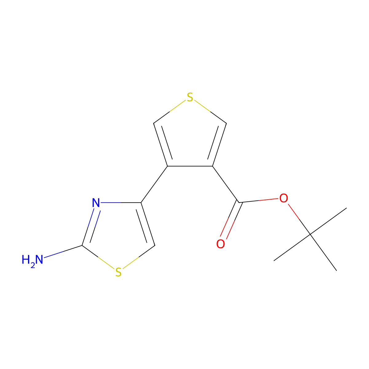 Tert-butyl 4-(2-amino-1,3-thiazol-4-yl)thiophene-3-carboxylate molecular structure, CAS 2639459-51-9