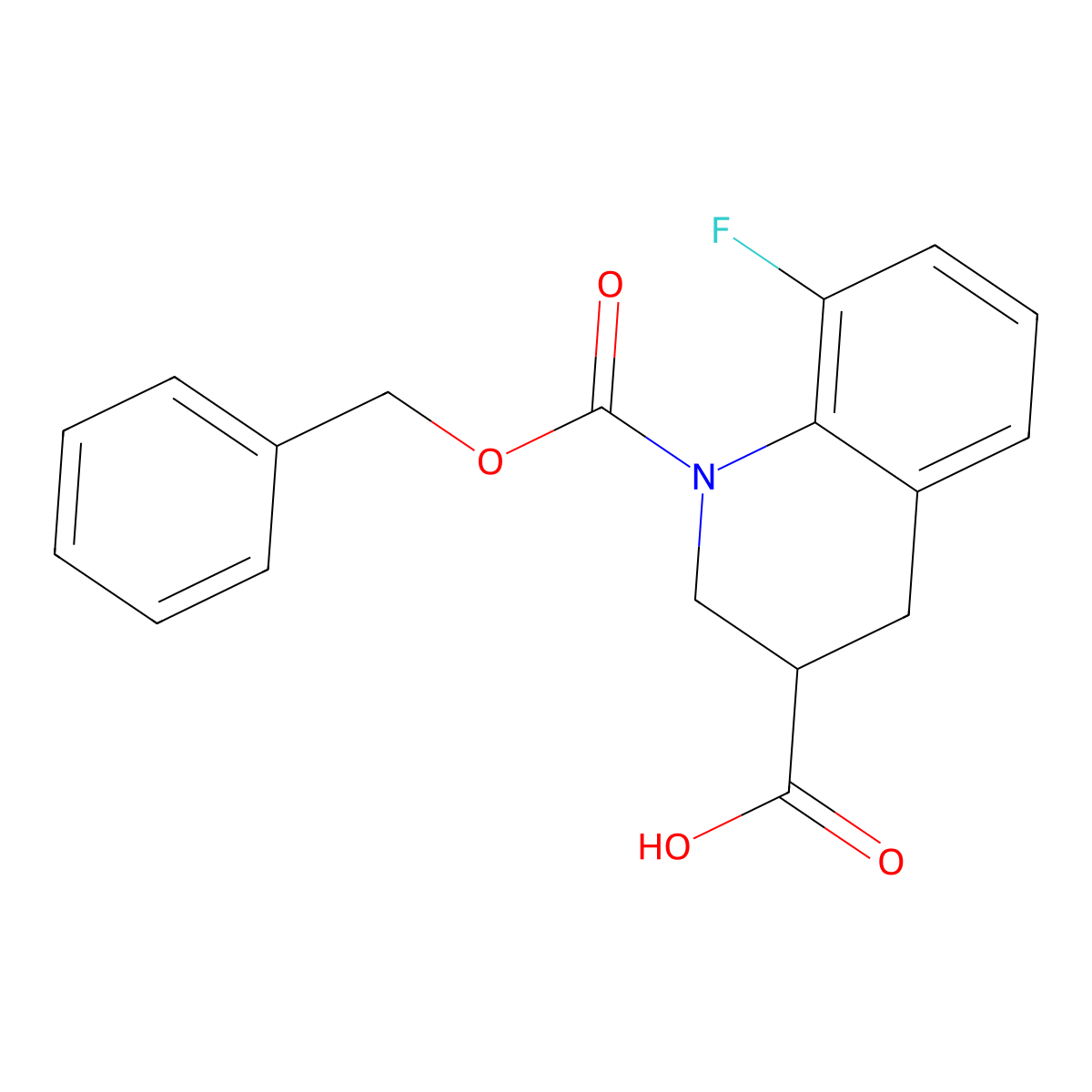 1-[(Benzyloxy)carbonyl]-8-fluoro-1,2,3,4-tetrahydroquinoline-3-carboxylic acid molecular structure, CAS 2639459-56-4
