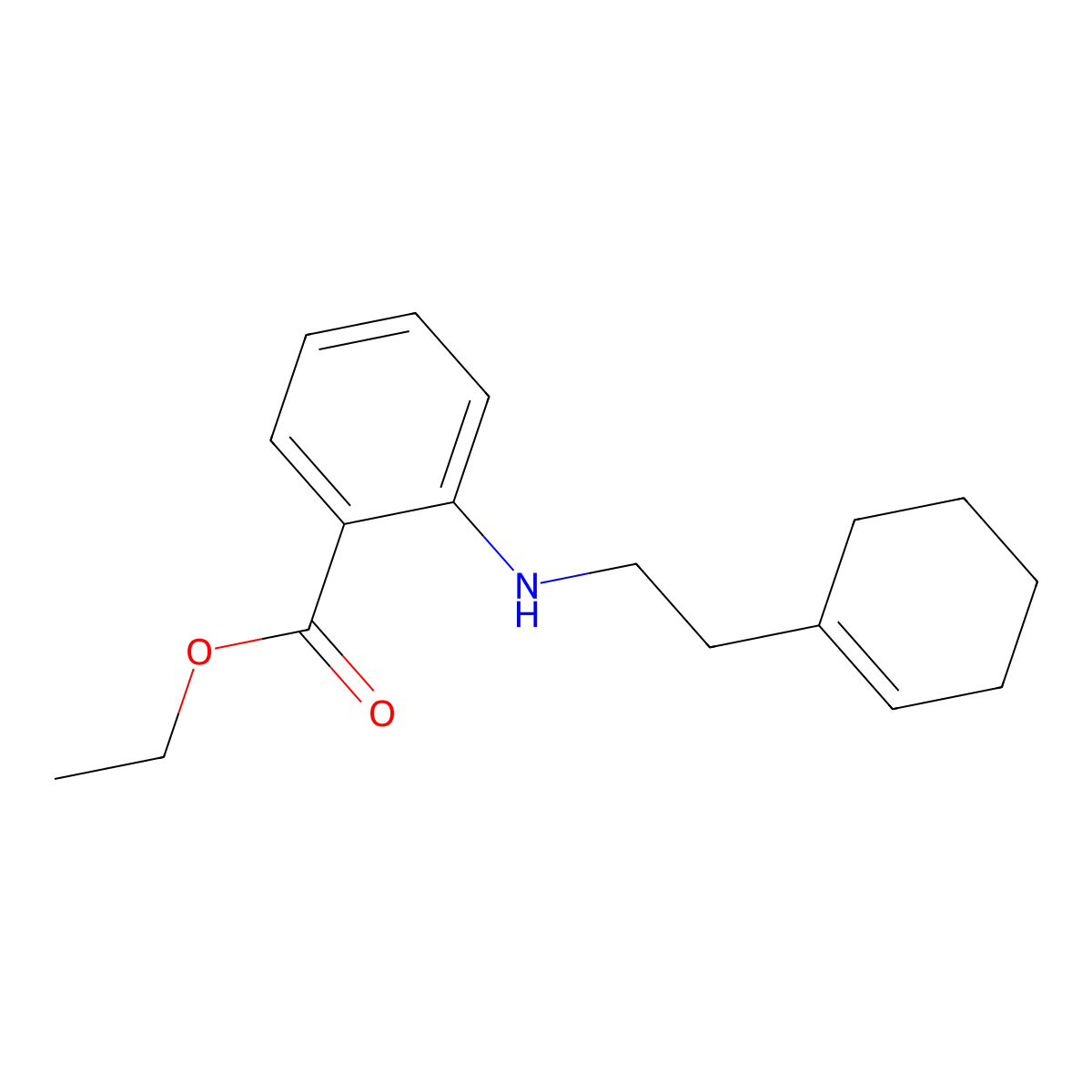 Ethyl 2-{[2-(cyclohex-1-en-1-yl)ethyl]amino}benzoate molecular structure, CAS 2639459-64-4