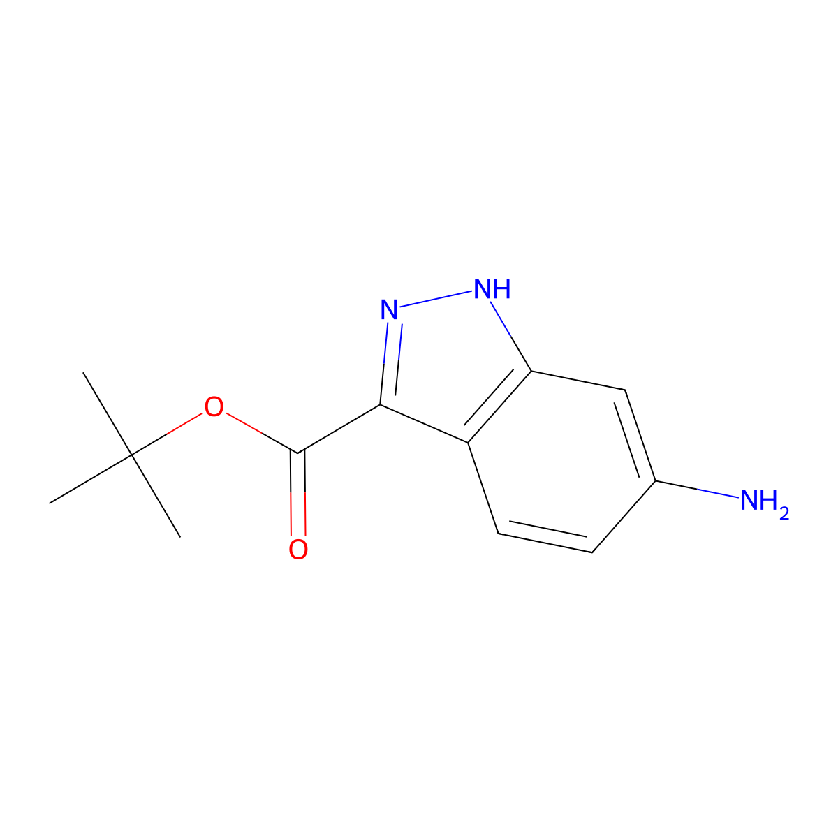 tert-butyl 6-amino-1H-indazole-3-carboxylate molecular structure, CAS 2639459-65-5