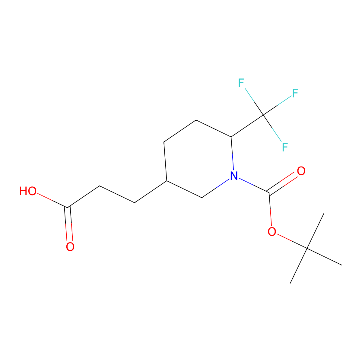 3-{1-[(Tert-butoxy)carbonyl]-6-(trifluoromethyl)piperidin-3-yl}propanoic acid molecular structure, CAS 2639459-72-4