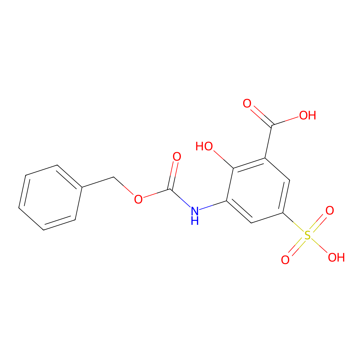 3-{[(Benzyloxy)carbonyl]amino}-2-hydroxy-5-sulfobenzoic acid molecular structure, CAS 2639459-73-5