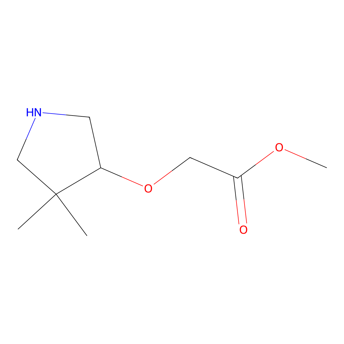 Methyl 2-[(4,4-dimethylpyrrolidin-3-yl)oxy]acetate molecular structure, CAS 2639459-93-9