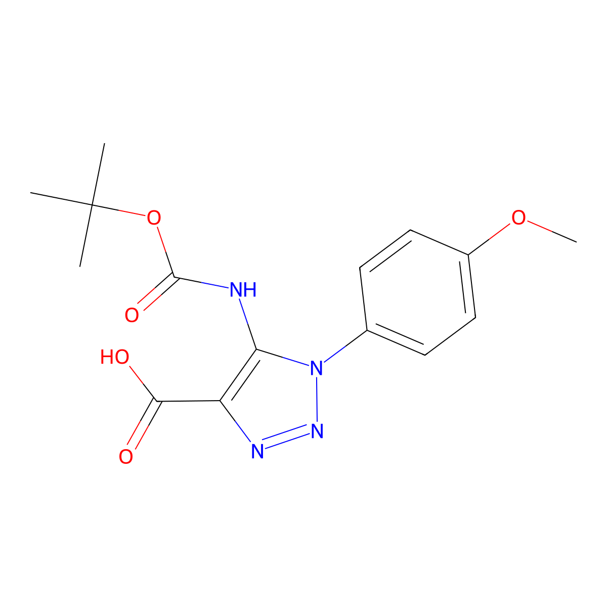 5-{[(tert-butoxy)carbonyl]amino}-1-(4-methoxyphenyl)-1H-1,2,3-triazole-4-carboxylic acid molecular structure, CAS 2639459-94-0