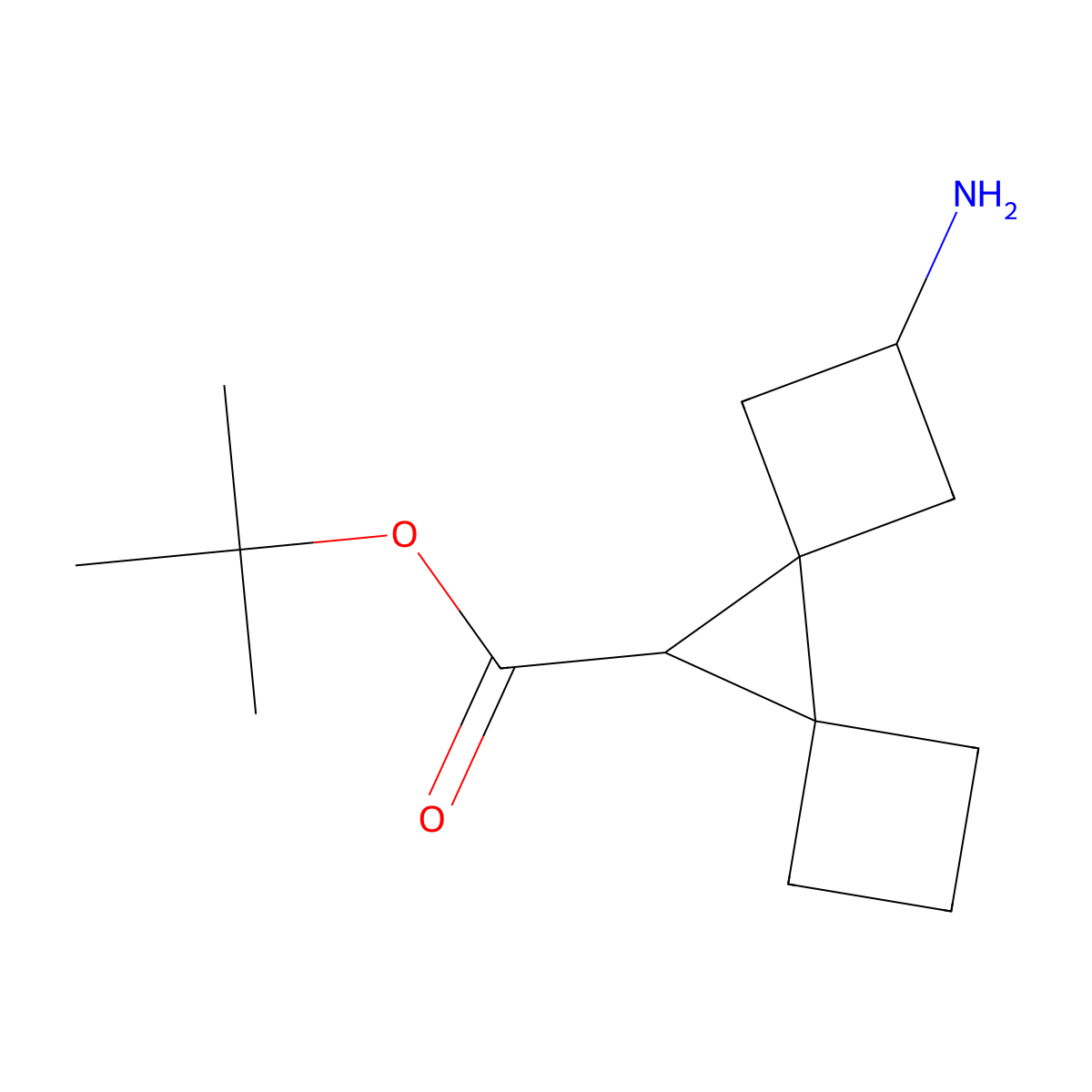 Tert-butyl 2-aminodispiro[3.0.3^{5}.1^{4}]nonane-9-carboxylate molecular structure, CAS 2639460-00-5