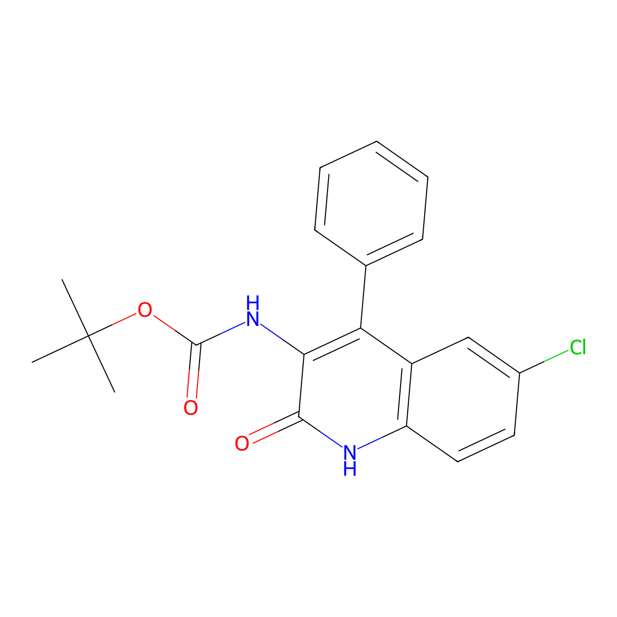 tert-butyl N-(6-chloro-2-hydroxy-4-phenylquinolin-3-yl)carbamate molecular structure, CAS 2639460-01-6