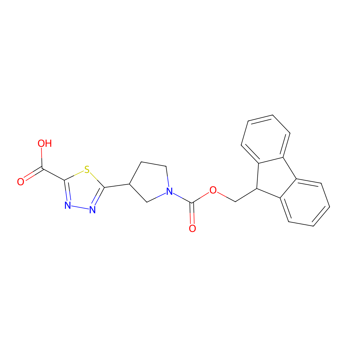 5-(1-{[(9H-fluoren-9-yl)methoxy]carbonyl}pyrrolidin-3-yl)-1,3,4-thiadiazole-2-carboxylic acid molecular structure, CAS 2639460-04-9