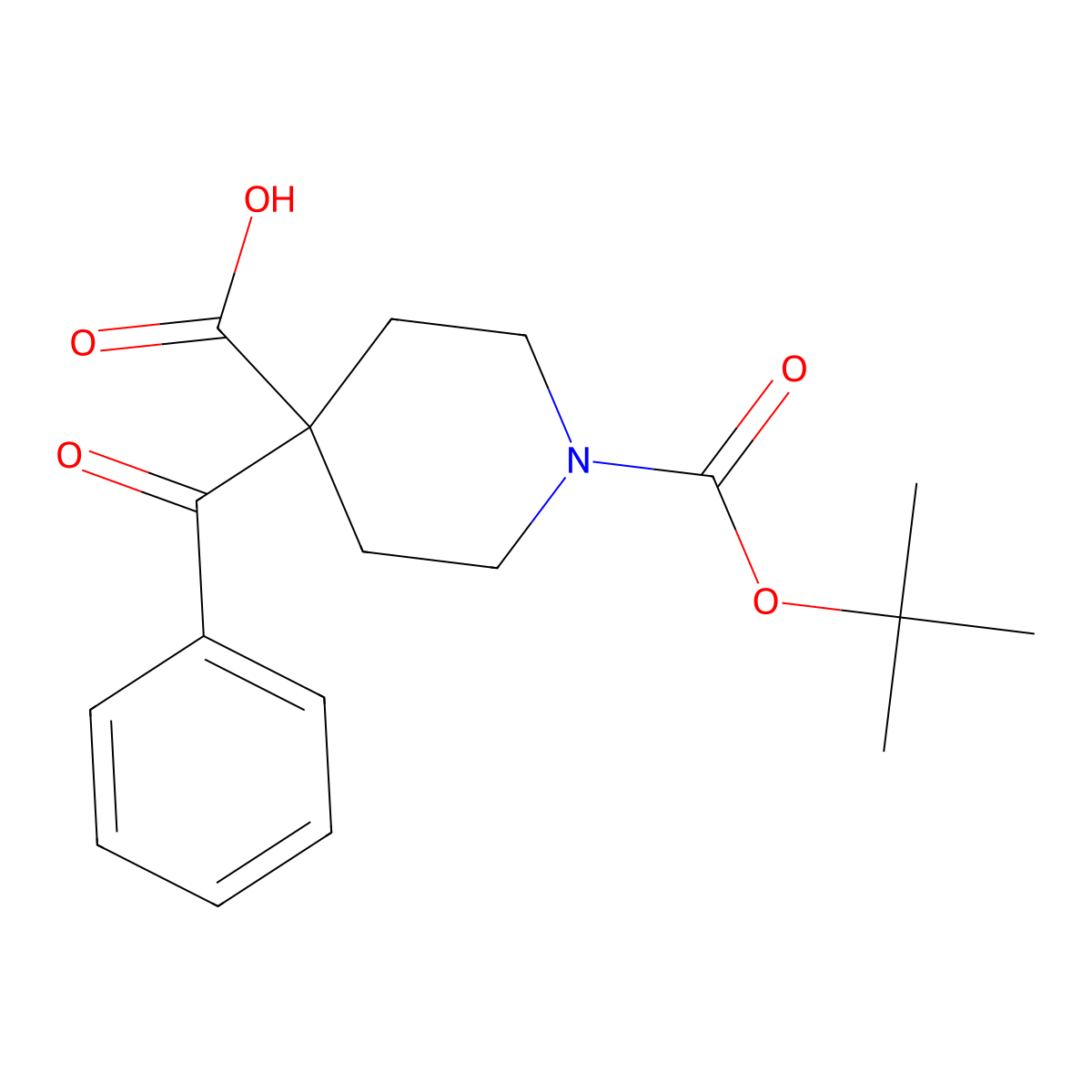 4-Benzoyl-1-[(tert-butoxy)carbonyl]piperidine-4-carboxylic acid molecular structure, CAS 2639460-06-1