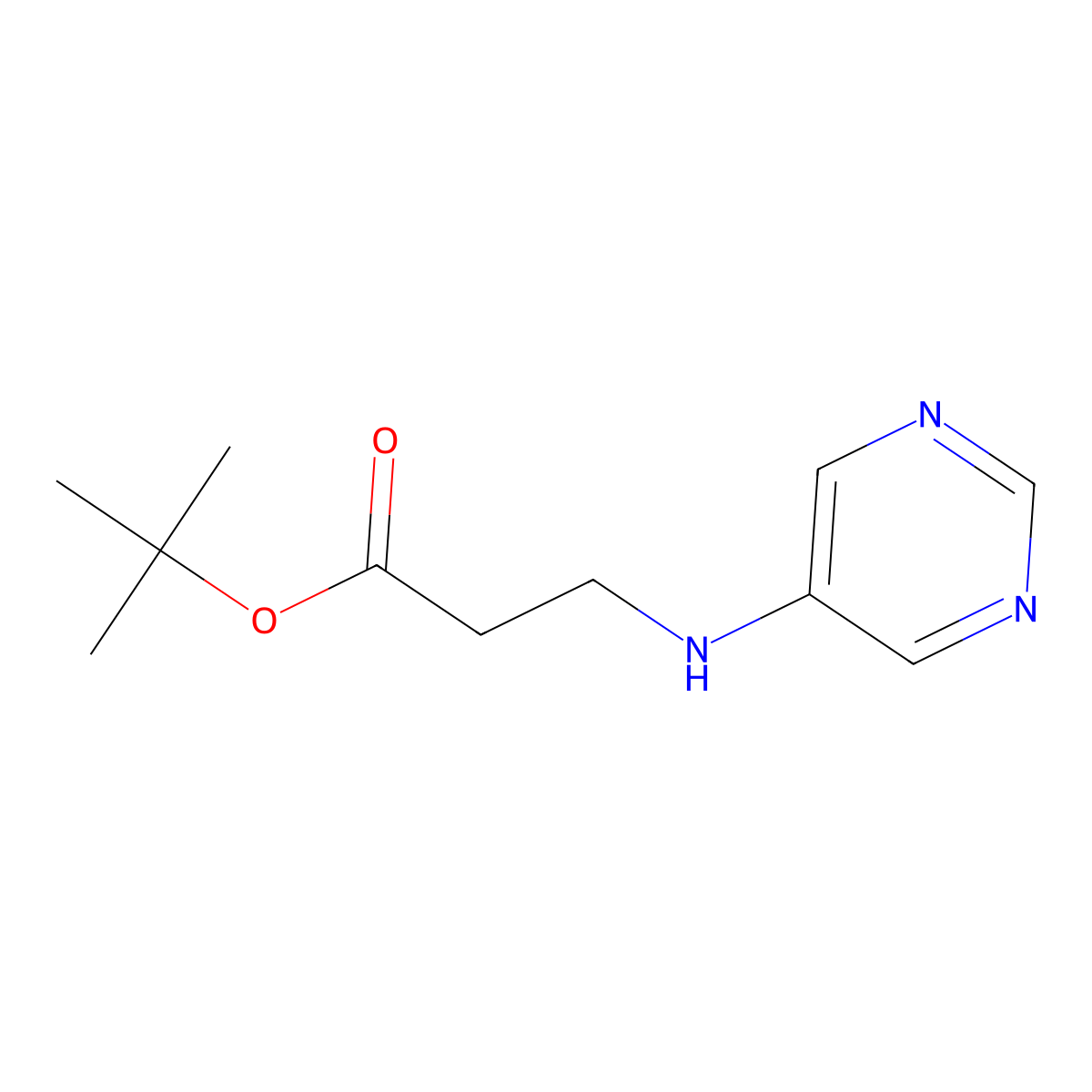Tert-butyl 3-[(pyrimidin-5-yl)amino]propanoate molecular structure, CAS 2639460-10-7