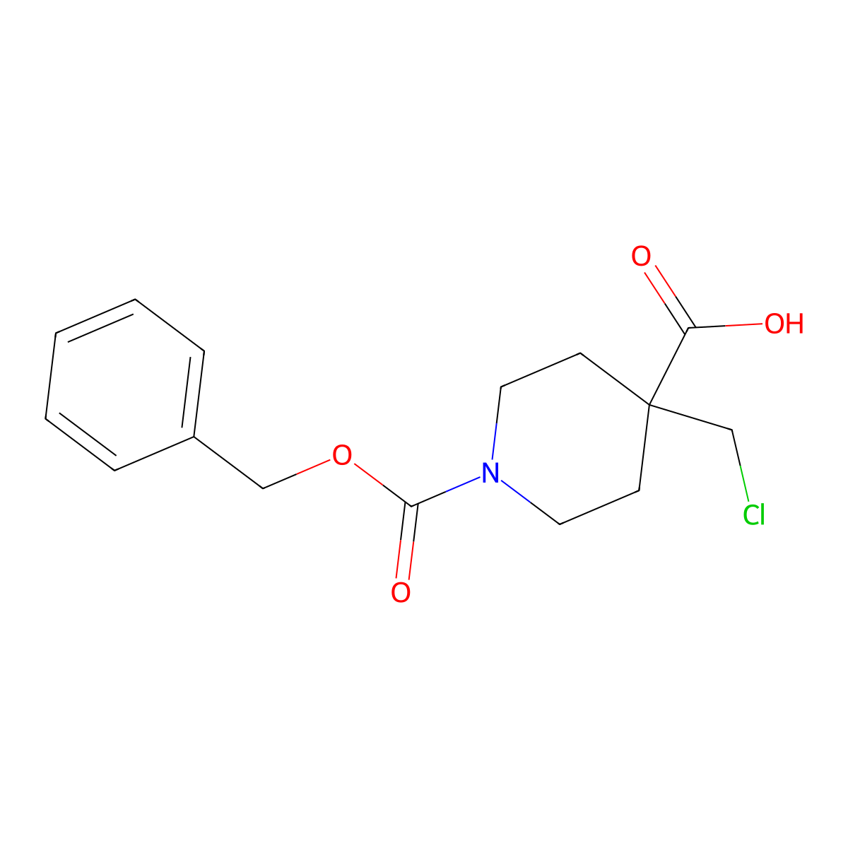1-[(Benzyloxy)carbonyl]-4-(chloromethyl)piperidine-4-carboxylic acid molecular structure, CAS 2639460-19-6
