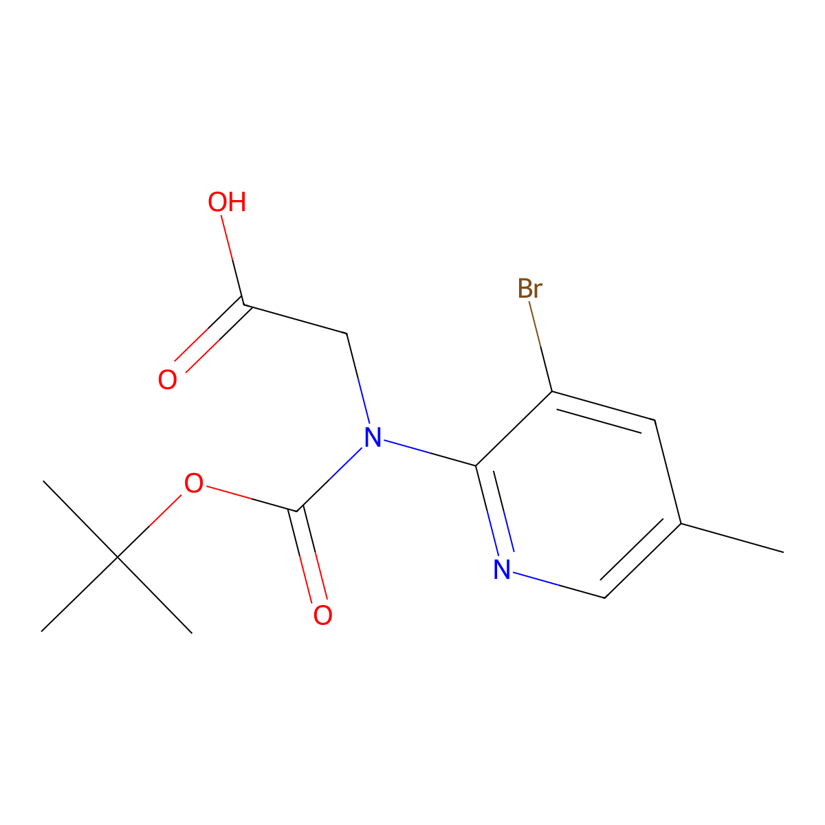 2-[(3-Bromo-5-methylpyridin-2-yl)[(tert-butoxy)carbonyl]amino]acetic acid molecular structure, CAS 2639460-23-2