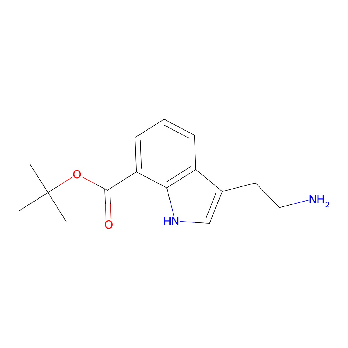 tert-butyl 3-(2-aminoethyl)-1H-indole-7-carboxylate molecular structure, CAS 2639460-37-8