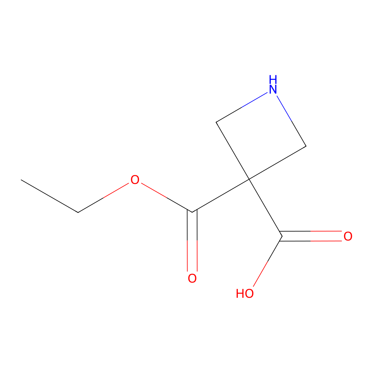 3-(Ethoxycarbonyl)azetidine-3-carboxylic acid molecular structure, CAS 2639460-51-6