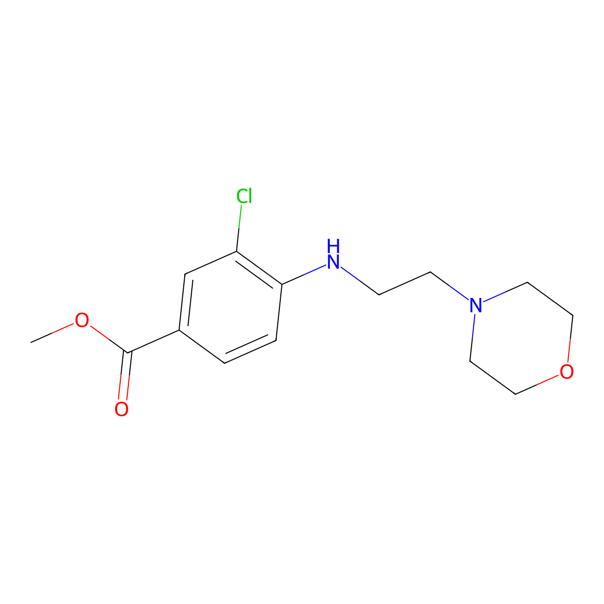 Methyl 3-chloro-4-{[2-(morpholin-4-yl)ethyl]amino}benzoate molecular structure, CAS 2639460-56-1