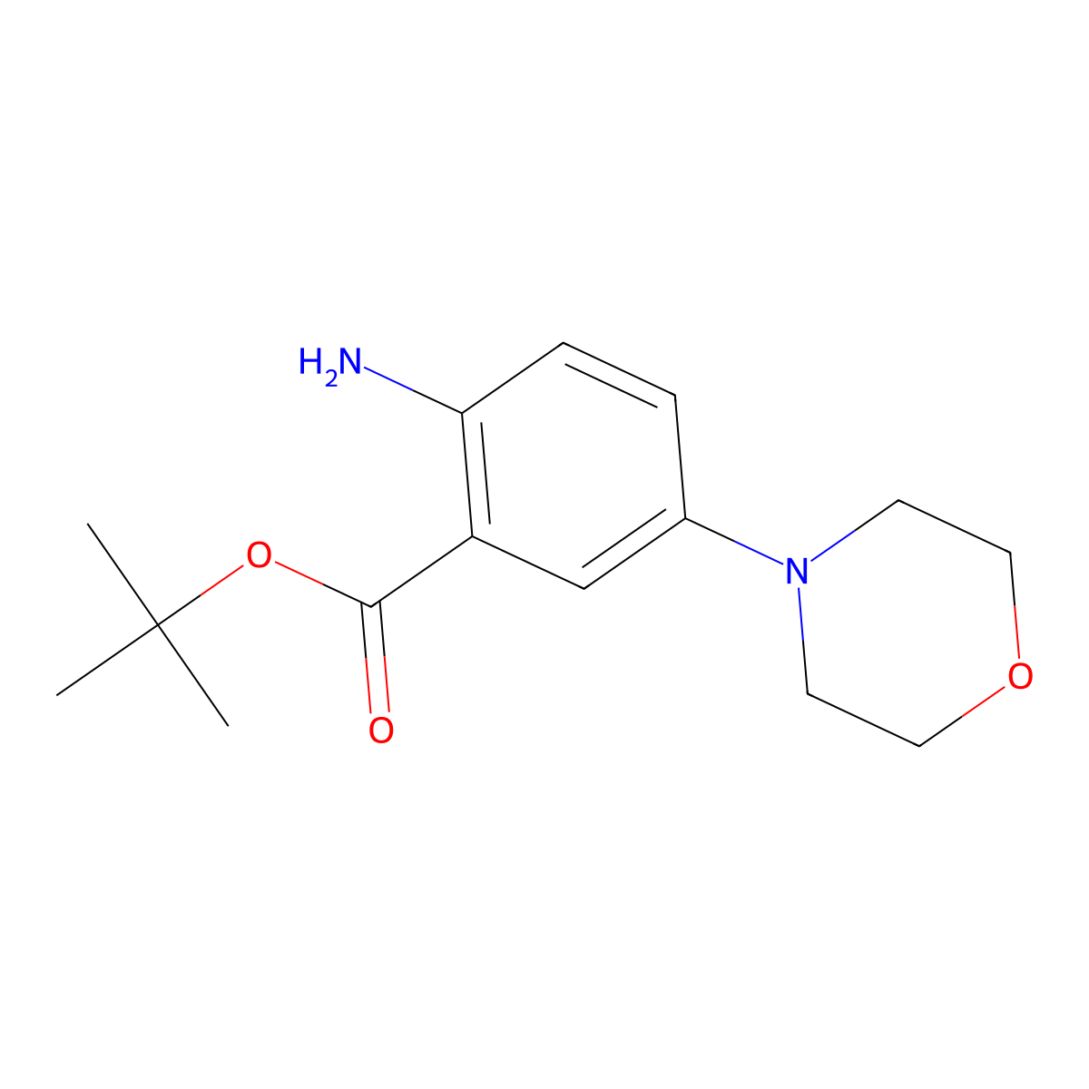 Tert-butyl 2-amino-5-(morpholin-4-yl)benzoate molecular structure, CAS 2639460-64-1