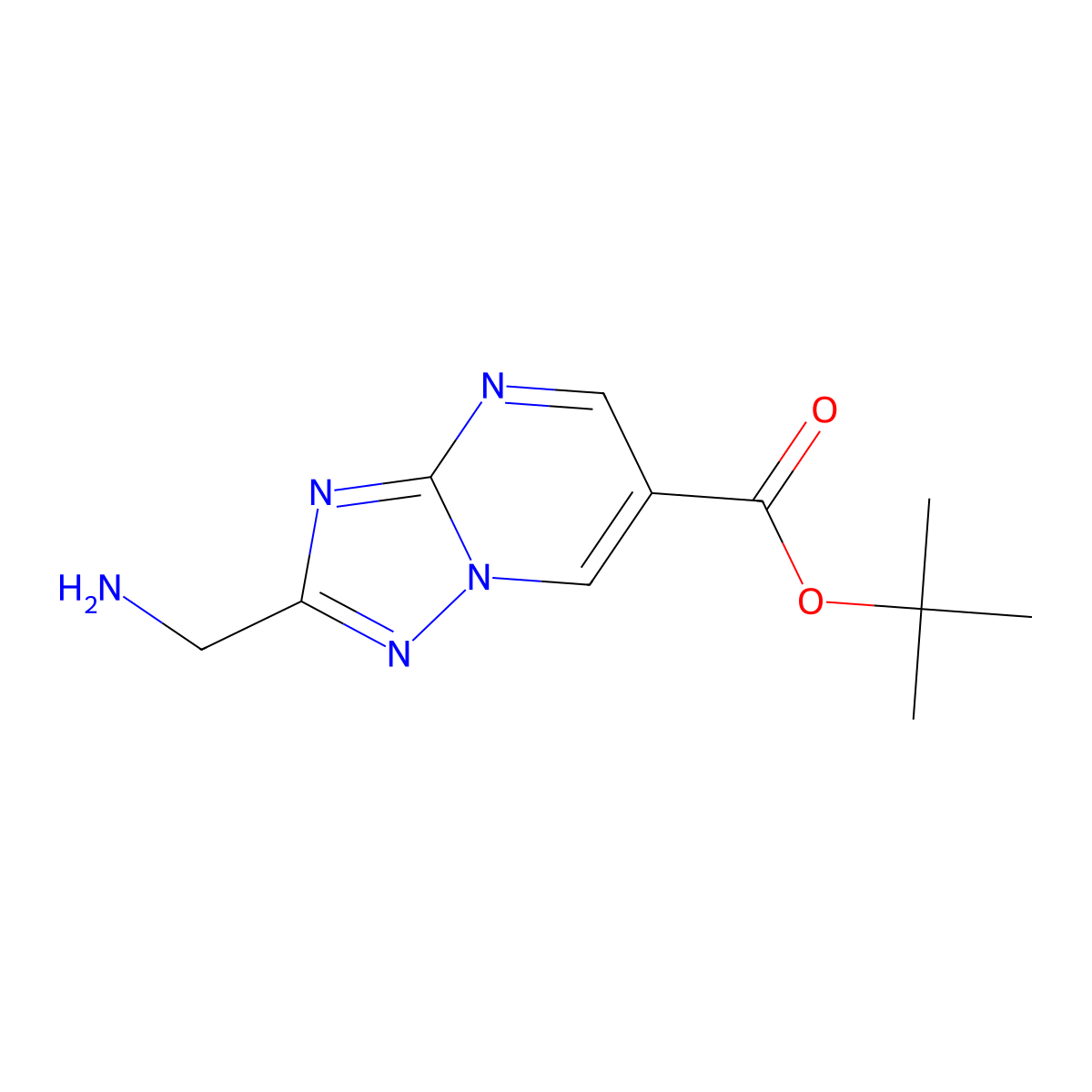 Tert-butyl 2-(aminomethyl)-[1,2,4]triazolo[1,5-a]pyrimidine-6-carboxylate molecular structure, CAS 2639460-65-2