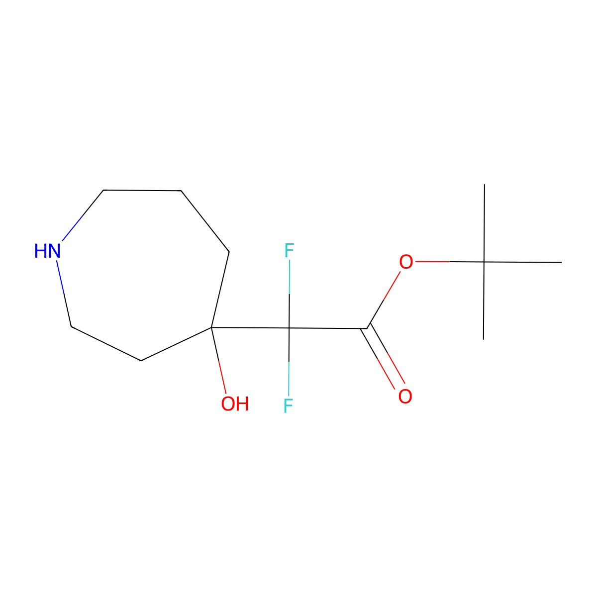 Tert-butyl 2,2-difluoro-2-(4-hydroxyazepan-4-yl)acetate molecular structure, CAS 2639460-68-5