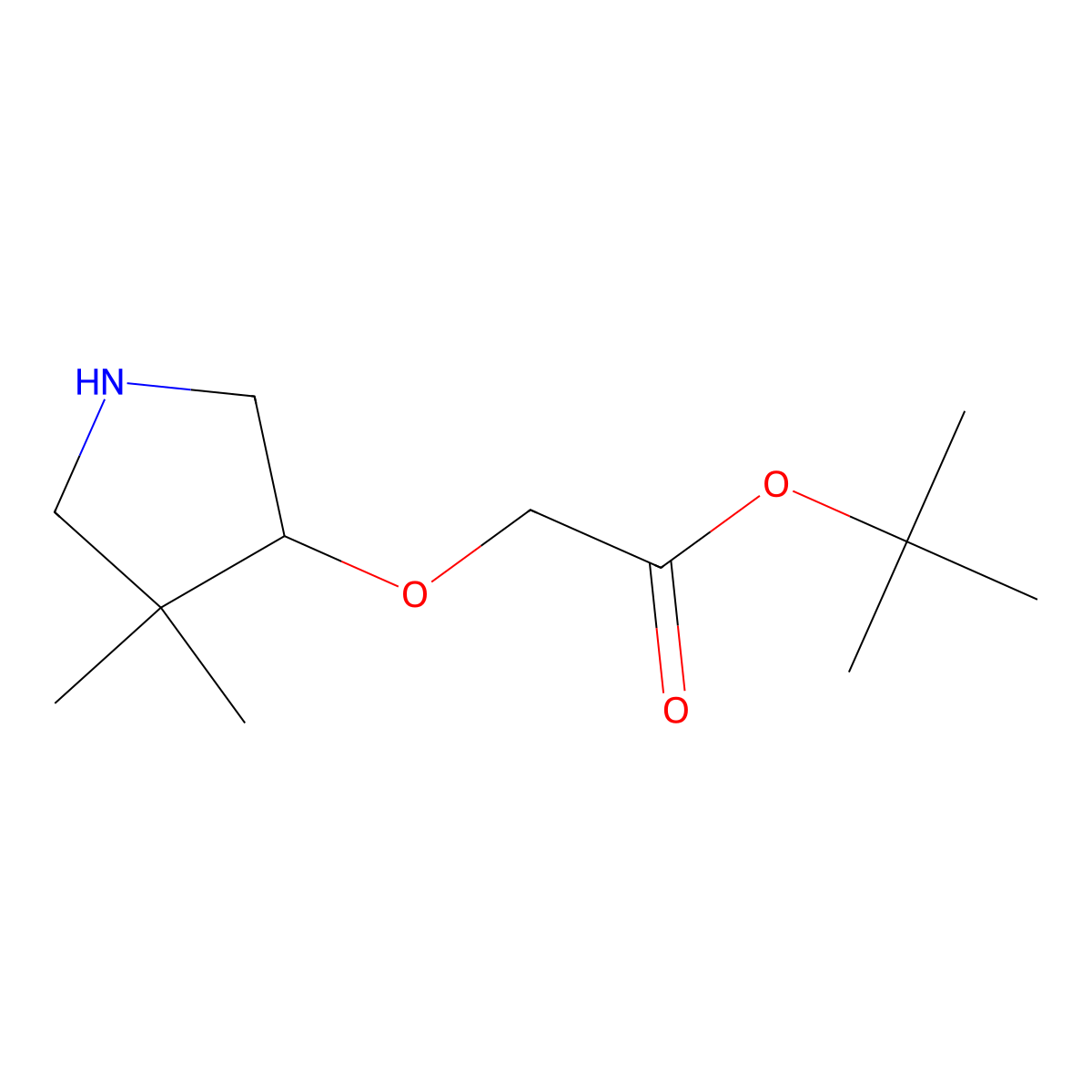 Tert-butyl 2-[(4,4-dimethylpyrrolidin-3-yl)oxy]acetate molecular structure, CAS 2639460-73-2