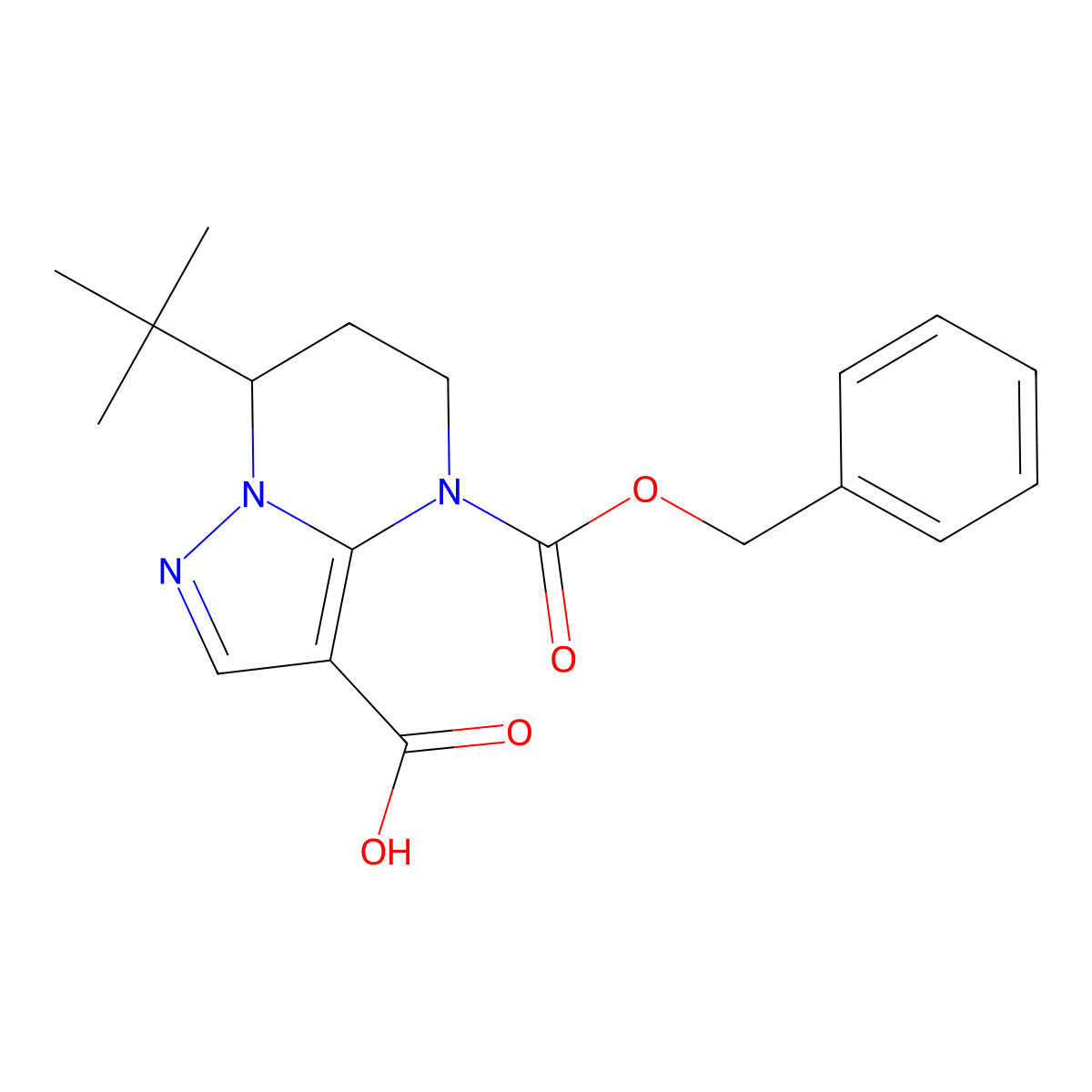 4-[(benzyloxy)carbonyl]-7-tert-butyl-4H,5H,6H,7H-pyrazolo[1,5-a]pyrimidine-3-carboxylic acid molecular structure, CAS 2639460-91-4