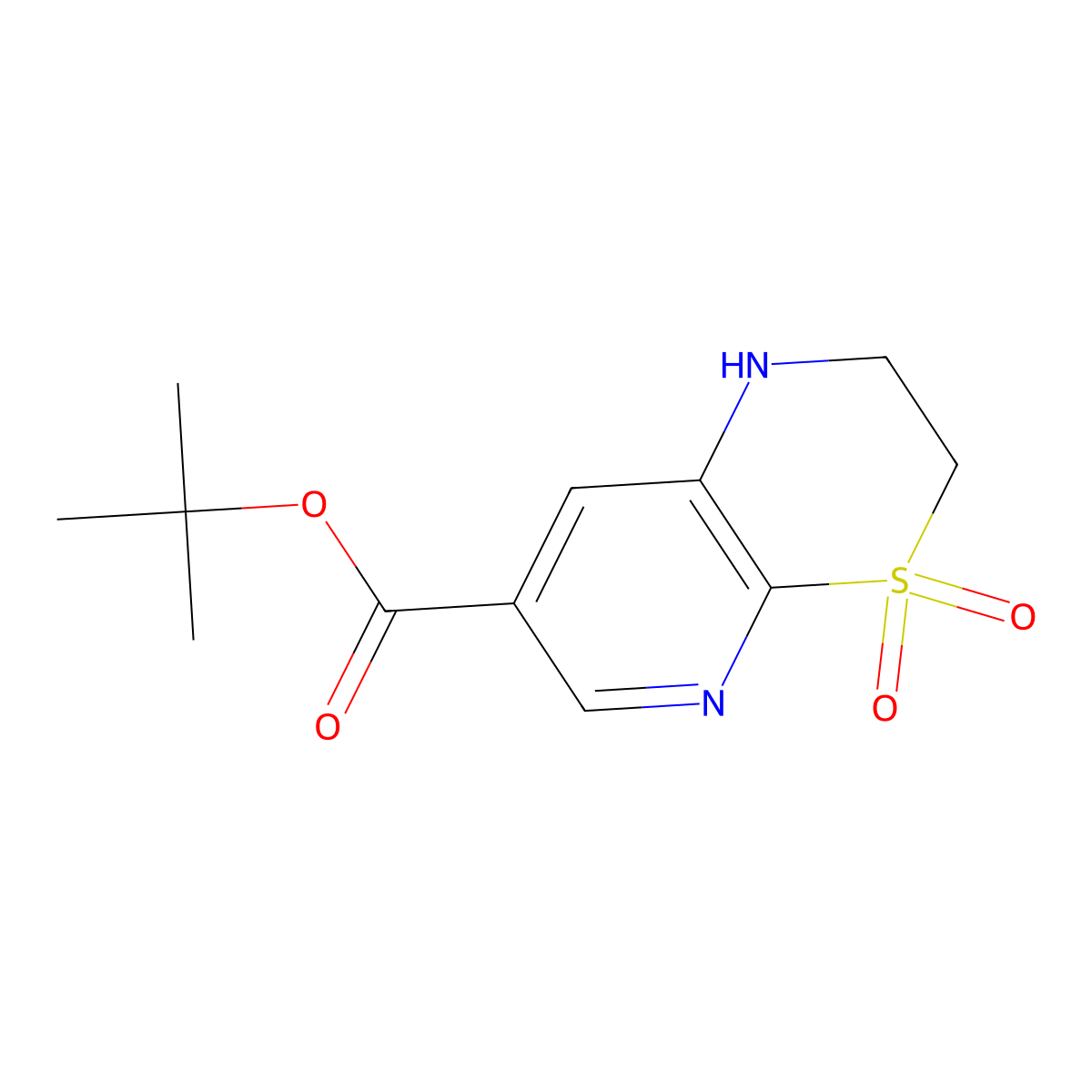tert-butyl 4,4-dioxo-1H,2H,3H-4lambda6-pyrido[2,3-b][1,4]thiazine-7-carboxylate molecular structure, CAS 2639460-98-1
