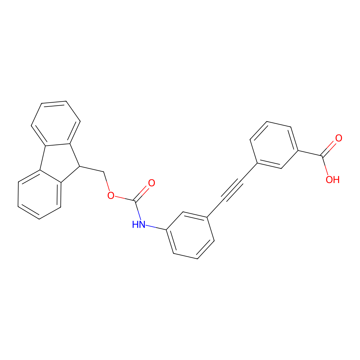 3-{2-[3-({[(9H-fluoren-9-yl)methoxy]carbonyl}amino)phenyl]ethynyl}benzoic acid molecular structure, CAS 2639461-19-9