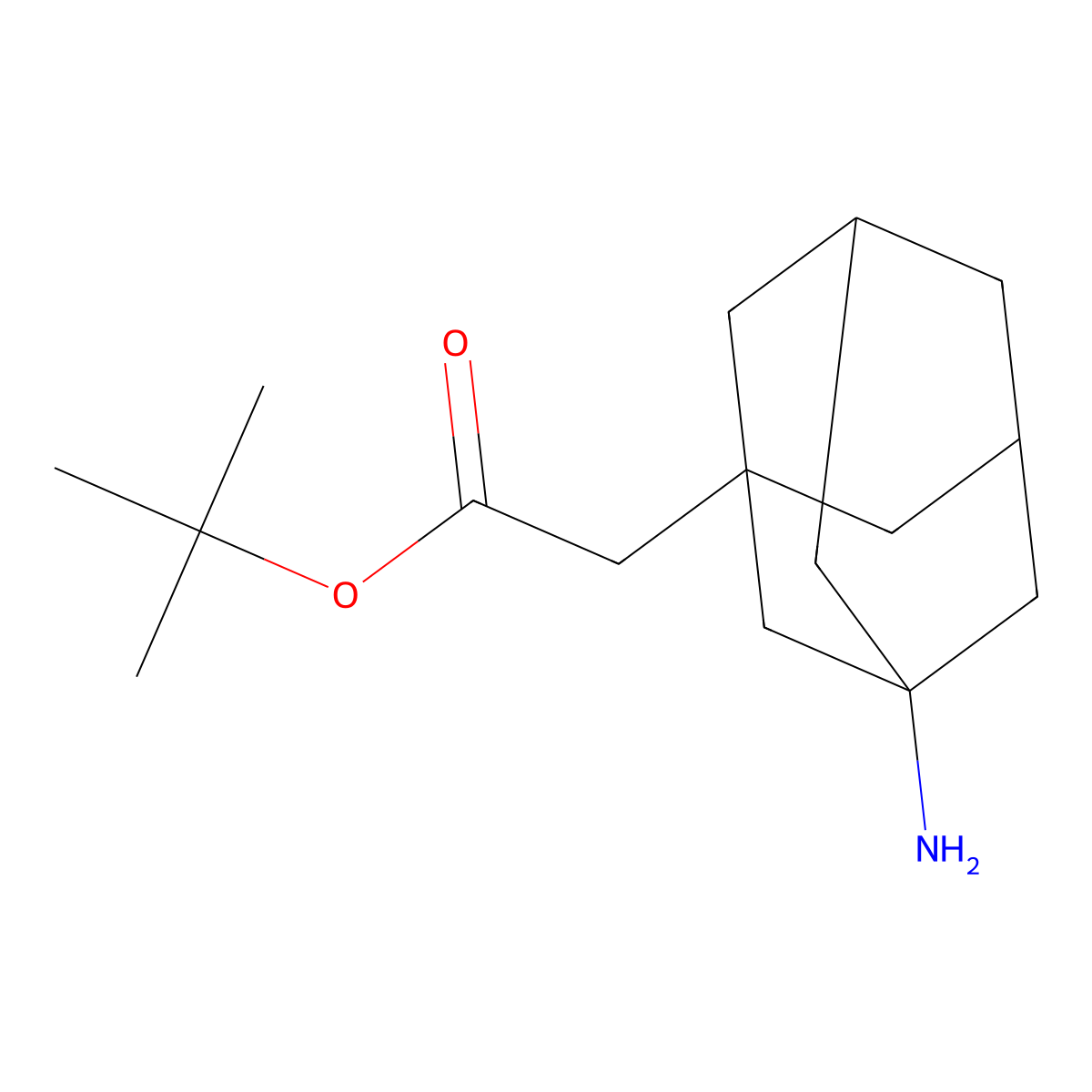 Tert-butyl 2-(3-aminoadamantan-1-yl)acetate molecular structure, CAS 2639461-27-9