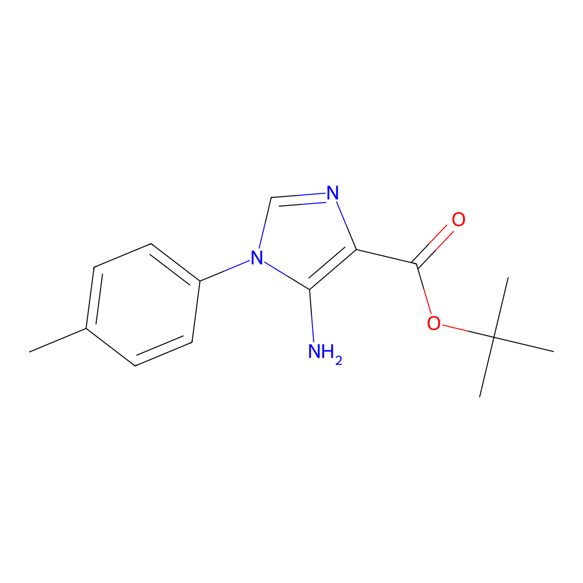 tert-butyl 5-amino-1-(4-methylphenyl)-1H-imidazole-4-carboxylate molecular structure, CAS 2639461-30-4