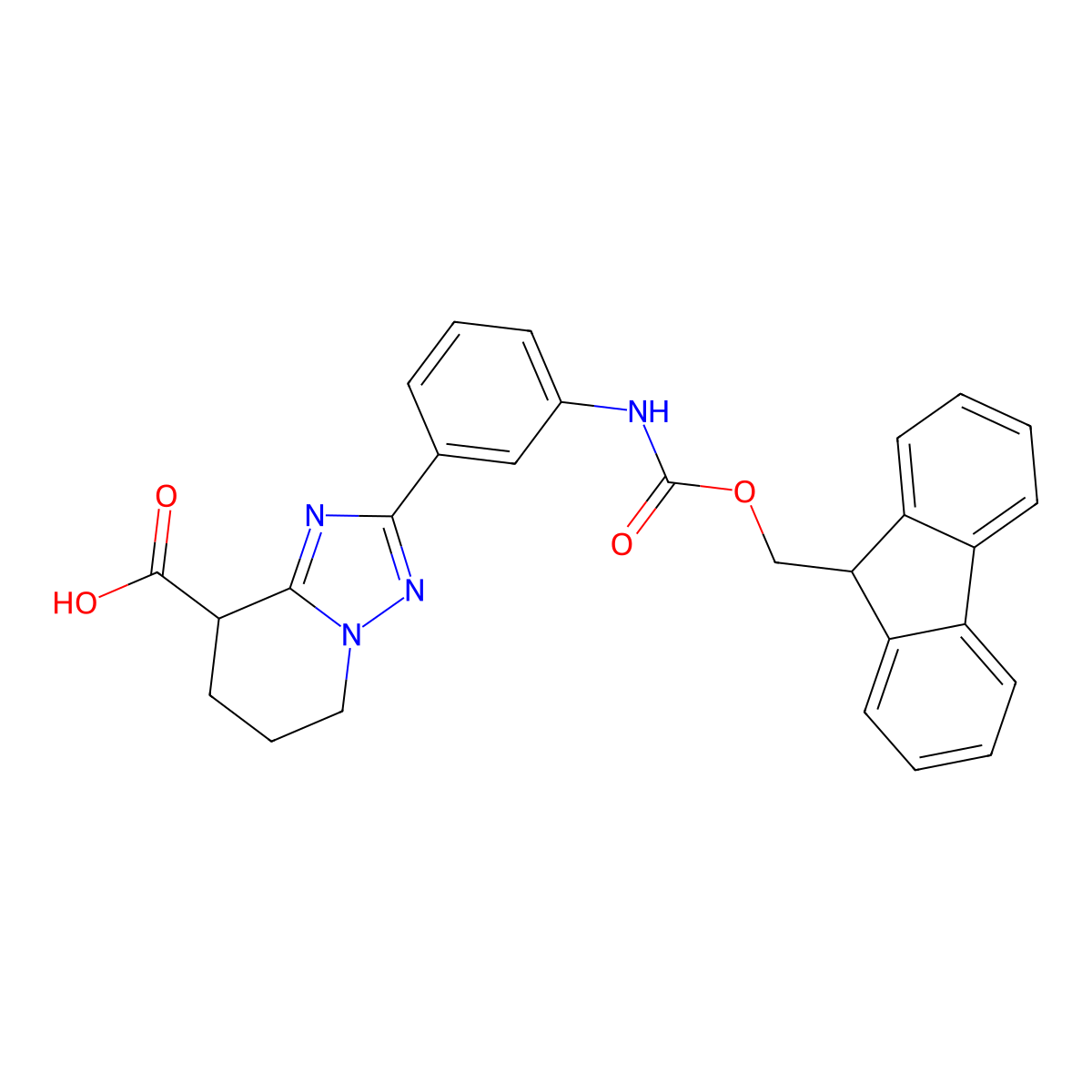 2-[3-({[(9H-fluoren-9-yl)methoxy]carbonyl}amino)phenyl]-5H,6H,7H,8H-[1,2,4]triazolo[1,5-a]pyridine-8-carboxylic acid molecular structure, CAS 2639461-50-8