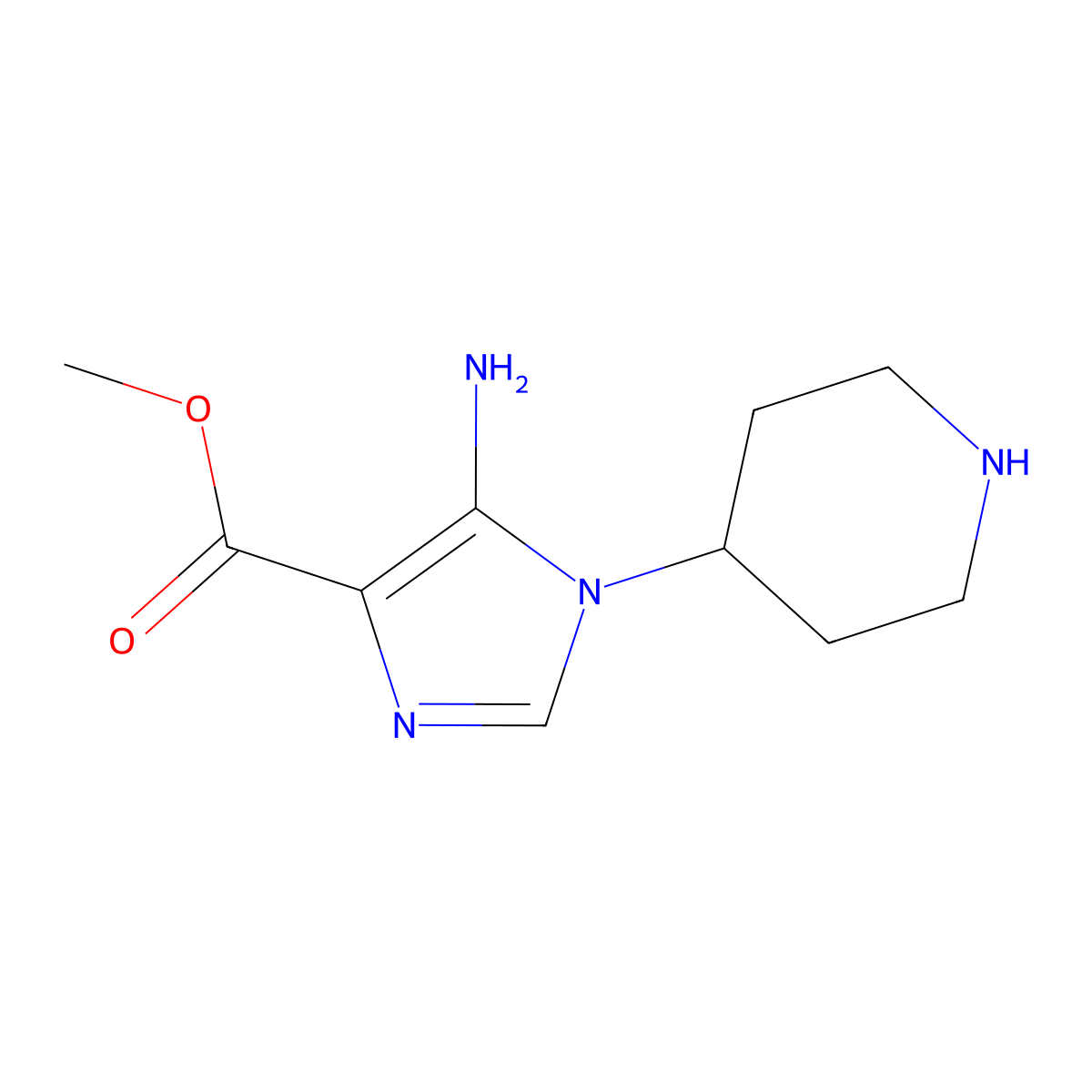 methyl 5-amino-1-(piperidin-4-yl)-1H-imidazole-4-carboxylate molecular structure, CAS 2639461-56-4