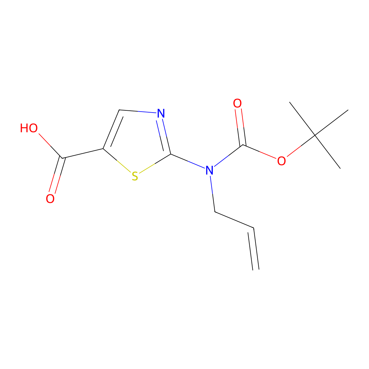 2-{[(Tert-butoxy)carbonyl](prop-2-en-1-yl)amino}-1,3-thiazole-5-carboxylic acid molecular structure, CAS 2639461-57-5