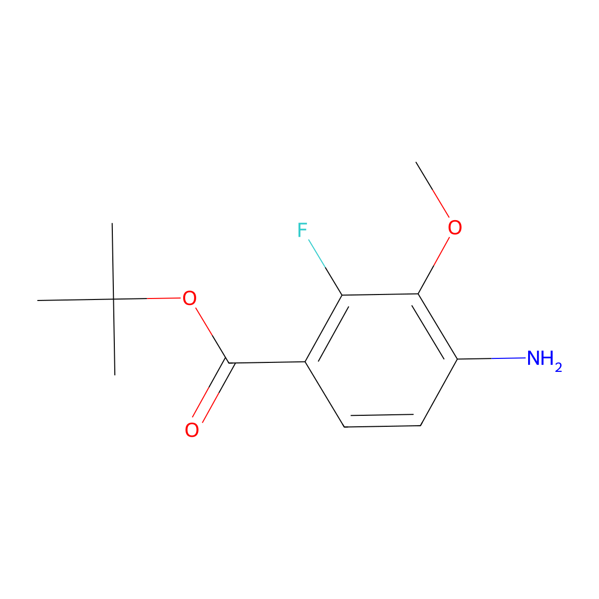 Tert-butyl 4-amino-2-fluoro-3-methoxybenzoate molecular structure, CAS 2639461-60-0