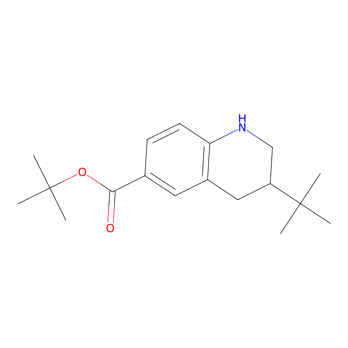 Tert-butyl 3-tert-butyl-1,2,3,4-tetrahydroquinoline-6-carboxylate molecular structure, CAS 2639461-73-5