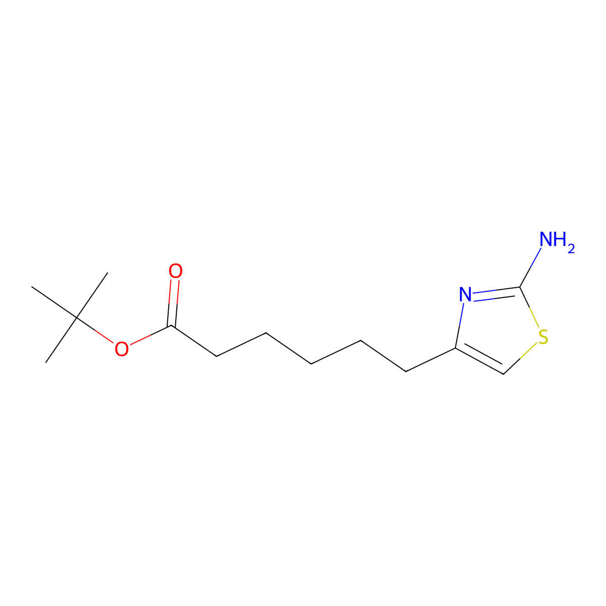 Tert-butyl 6-(2-amino-1,3-thiazol-4-yl)hexanoate molecular structure, CAS 2639461-78-0