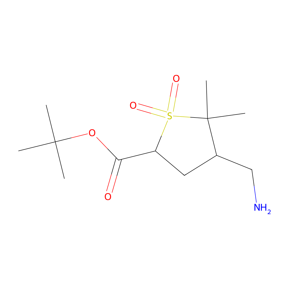 Tert-butyl 4-(aminomethyl)-5,5-dimethyl-1,1-dioxo-1lambda6-thiolane-2-carboxylate molecular structure, CAS 2639462-06-7
