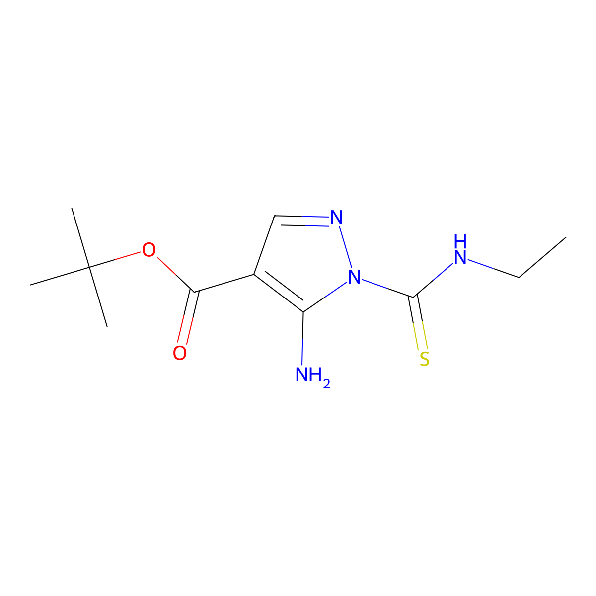 tert-butyl 5-amino-1-(ethylcarbamothioyl)-1H-pyrazole-4-carboxylate molecular structure, CAS 2639462-15-8