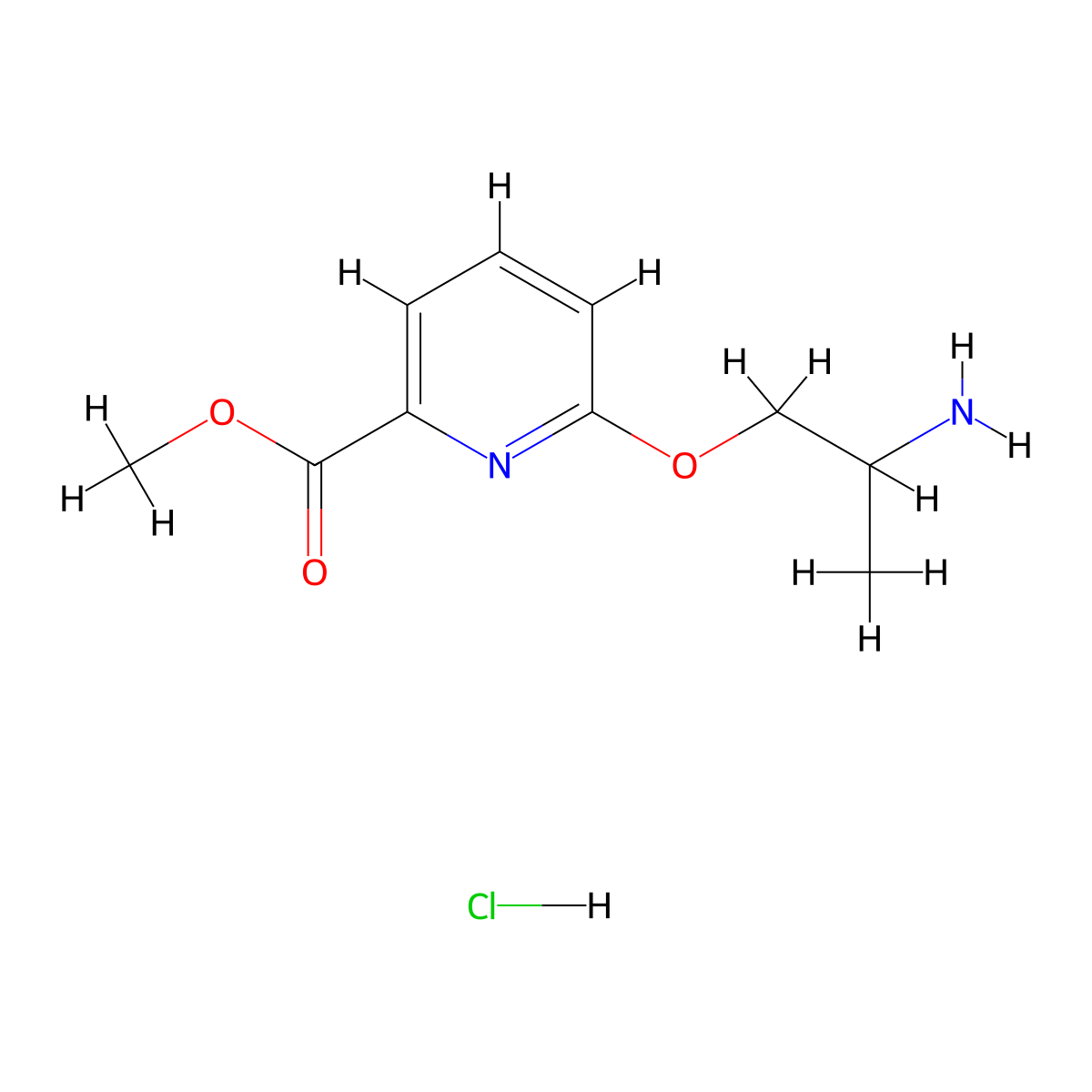 Methyl 6-(2-aminopropoxy)pyridine-2-carboxylate hydrochloride molecular structure, CAS 2639462-17-0