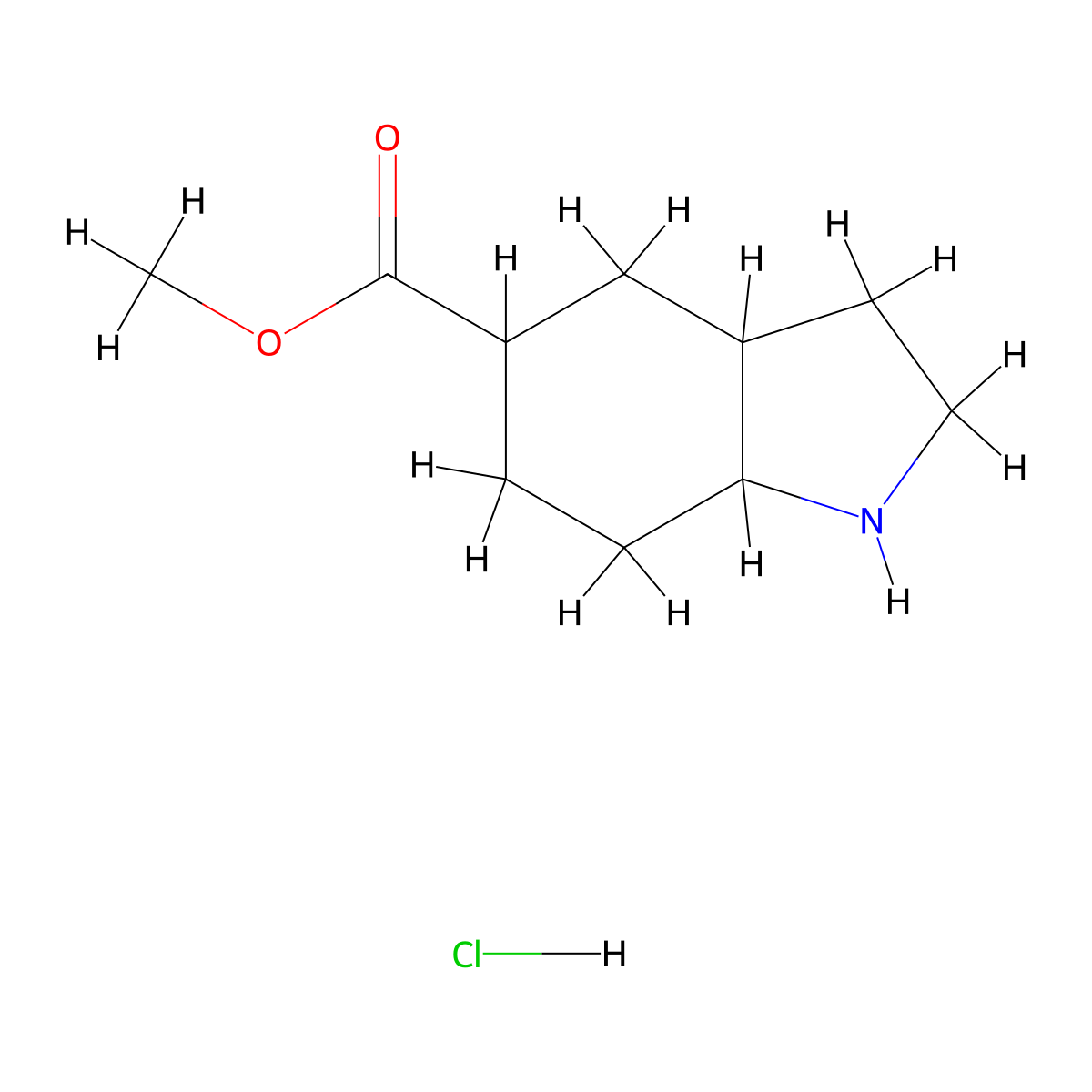 methyl octahydro-1H-indole-5-carboxylate hydrochloride molecular structure, CAS 2639462-18-1