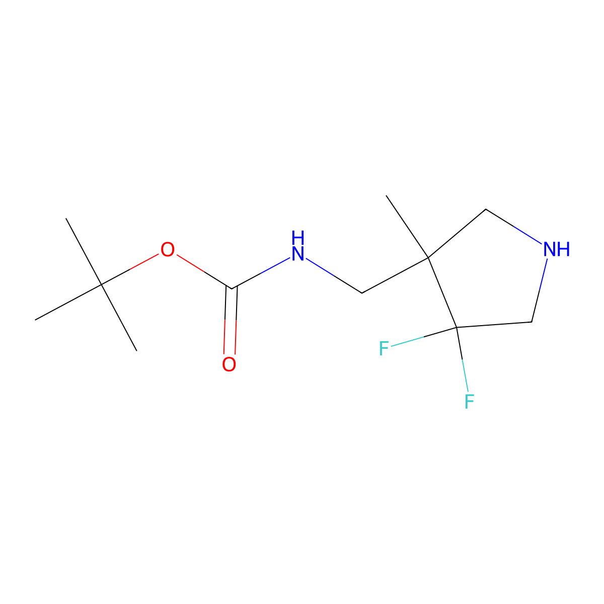 tert-butyl N-[(4,4-difluoro-3-methylpyrrolidin-3-yl)methyl]carbamate molecular structure, CAS 2639462-22-7