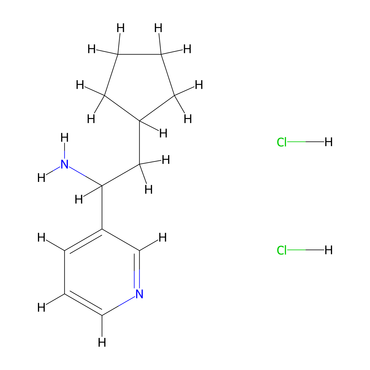 2-Cyclopentyl-1-(pyridin-3-yl)ethan-1-amine dihydrochloride molecular structure, CAS 2639462-26-1